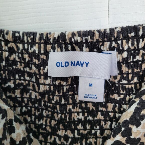 Old Navy Cami Ruffle Animal Print Linen Blend Mini Dress Size Medium - Picture 5 of 7